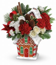 Teleflora's Gingerbread Cookie Jar Bouquet from Arjuna Florist in Brockport, NY